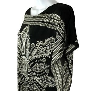 Cleo Blouse Women Size S/M Snowflake Pattern Stretchy Polyester Handkerchief Top